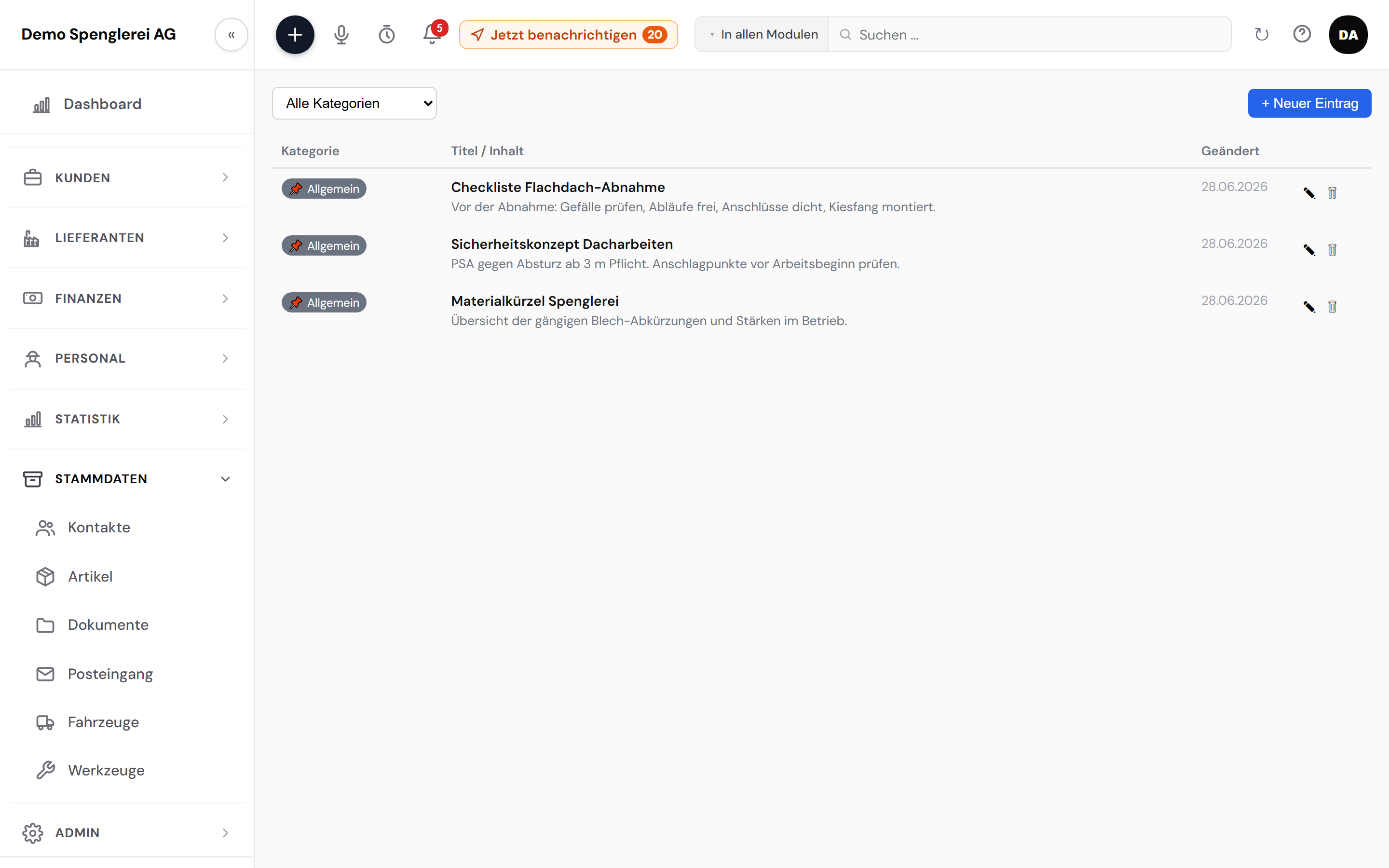 Wissensbasis mit Anleitungen und Checklisten